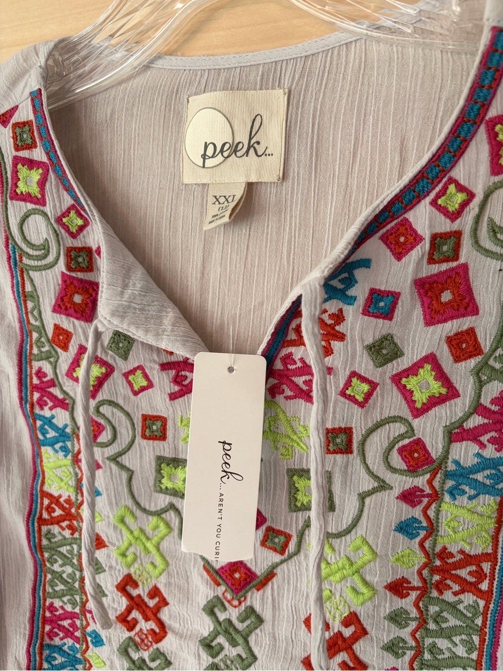 NWT Peek Girl’s Embroidered V-Neck Boho Top - Picture 4 of 6